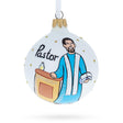 Spiritual Pastor in the Church - Blown Glass Ball Christmas Ornament 3.25 Inches in White color, Round shape