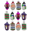 Glass Set of 12 Santa, Snowman and Lantern Christmas Glass Ornaments 2.5 Inches in Multi color