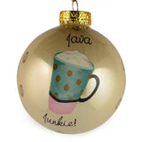 Set of 6 Coffee, Mocha, Latte Lovers Christmas Glass Ball Ornaments 3.25 Inches , dimensions in inches: 3.25 x 3.25 x 3.25
