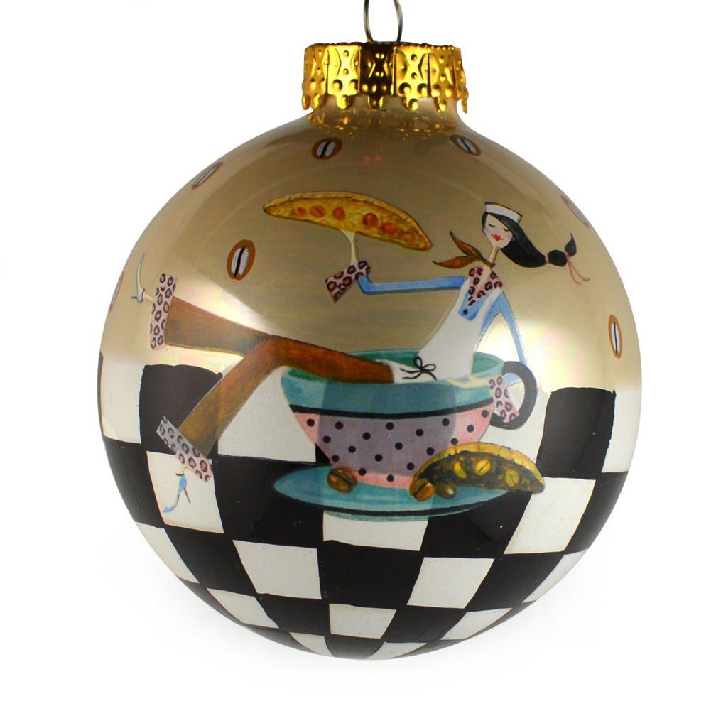 Shop Set of 6 Coffee, Mocha, Latte Lovers Christmas Glass Ball Ornaments 3.25 Inches. Buy Christmas Ornaments Food Multi Round  for Sale by Online Gift Shop BestPysanky edible grocery fruits vegetables tree decorations 2020 personalized xmas decorative home online best festive gifts beautiful unique luxury collectible Europe ball figurines ideas mouth blown hand painted made vintage style old fashioned mercury German