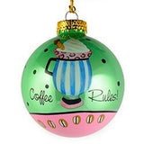 Juego de 6 adornos navideños de bolas de cristal para amantes del café, moca y latte, 3,25 pulgadas