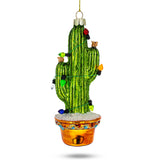 Cactus with Lights Glass Christmas Ornament in Multi color,  shape