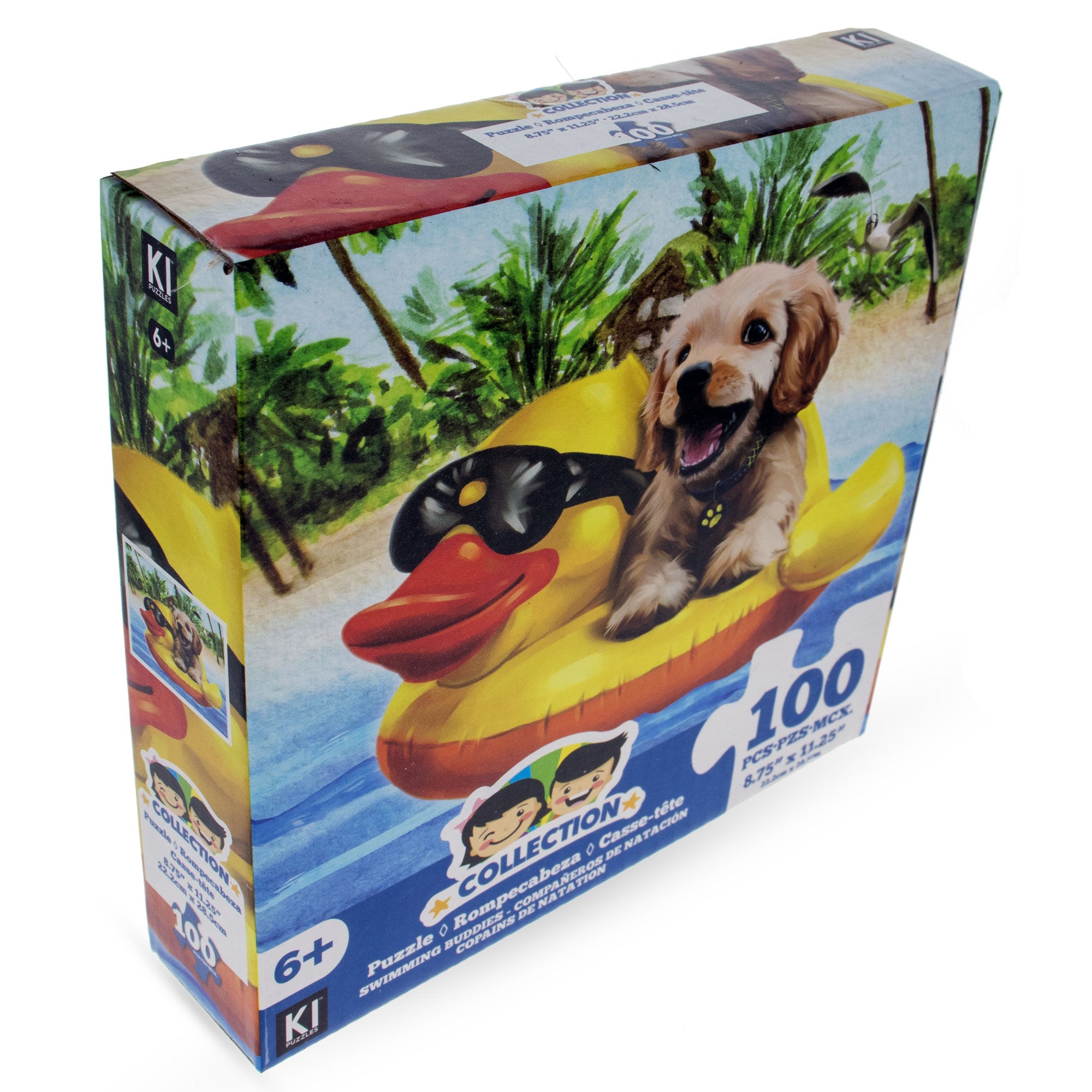 100 Piece Puppy on a Swimming Ring Puzzle in Multi color