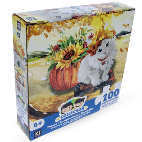 Paperboard 100 Piece Fall Kitten Puzzle for Kids in Multi color