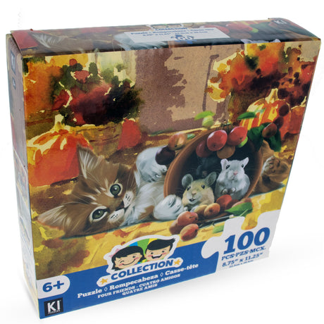 Paperboard 100 Piece Kitten with Mouse Puzzle for Kids in Multi color
