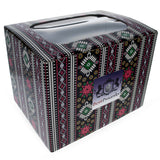 Paper Geometric Design Ukrainian Gift Box with Display Window 7.1 x 5.5 x 5.5 Inches in Red color