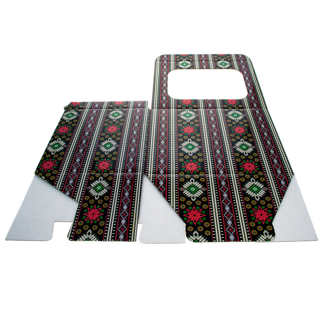 Ukrainische Geschenkbox mit geometrischem Design und Sichtfenster, 7,1 x 5,5 x 5,5 Zoll