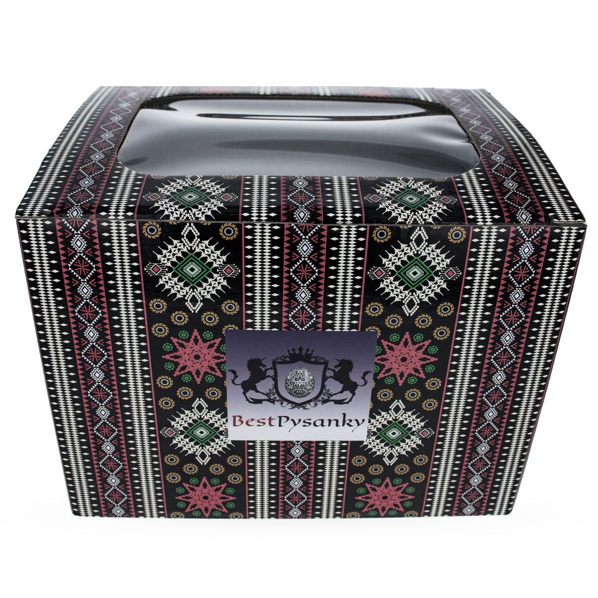 Shop Geometric Design Ukrainian Gift Box with Display Window 7.1 x 5.5 x 5.5 Inches. Buy Red color Paper Crafts Boxes for Sale by Online Gift Shop BestPysanky