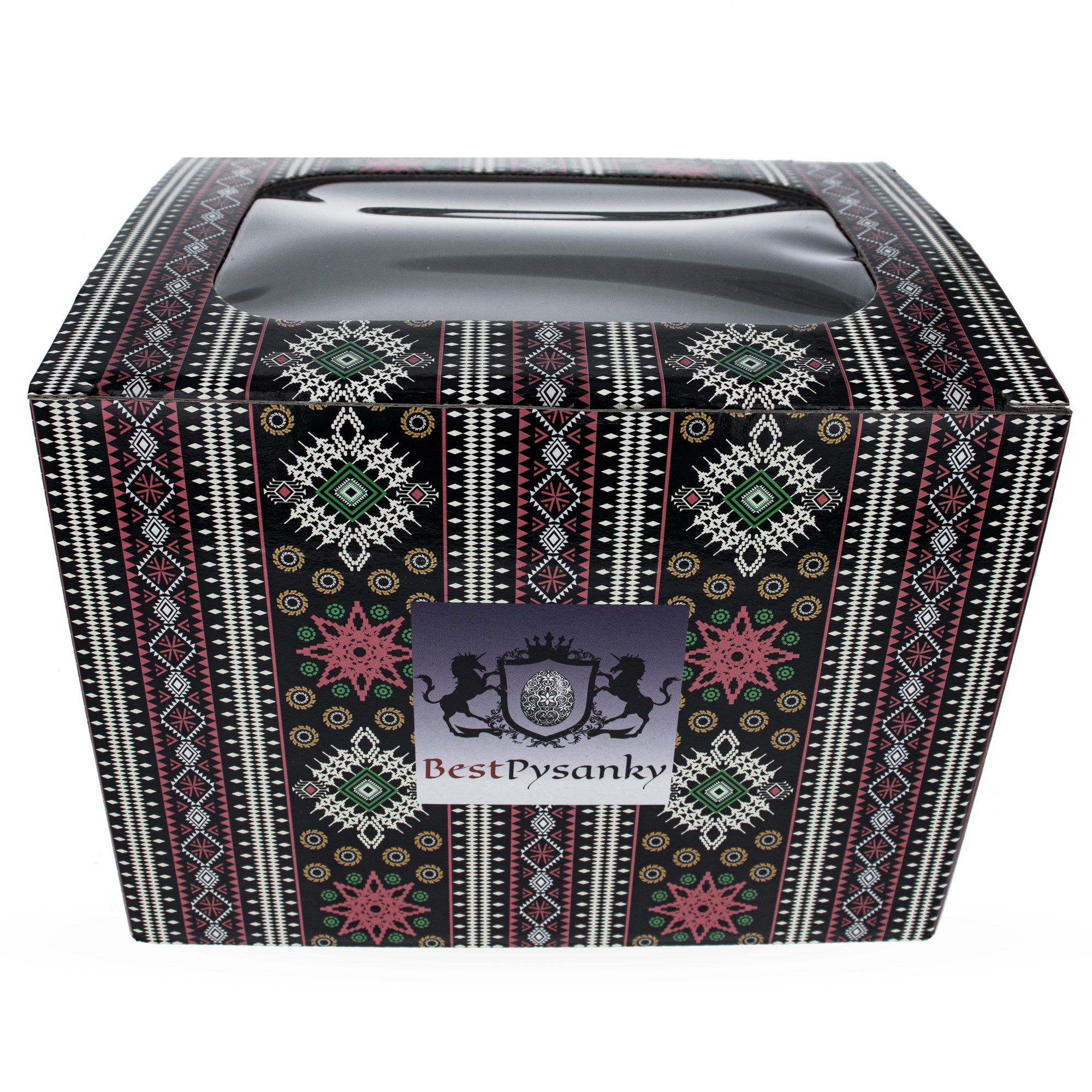 Shop Geometric Design Ukrainian Gift Box with Display Window 7.1 x 5.5 x 5.5 Inches. Buy Crafts > Boxes Red
