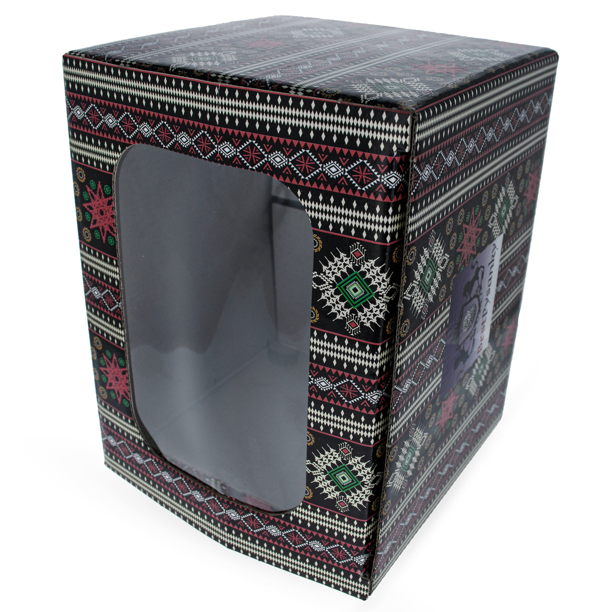 Geometric Design Ukrainian Gift Box with Display Window 7.1 x 5.5 x 5.5 InchesUkraine ,dimensions in inches: 15 x 12.5 x 0.1