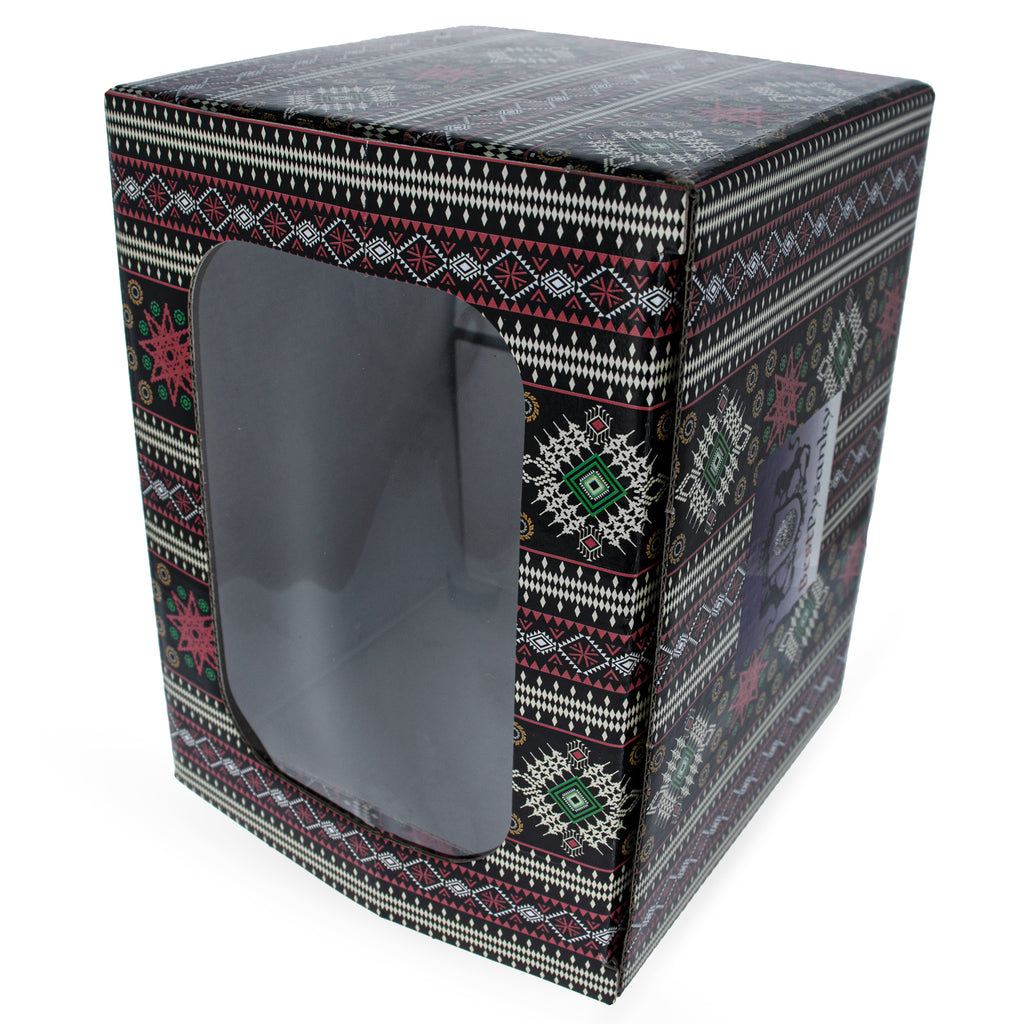 Geometric Design Ukrainian Gift Box with Display Window 7.1 x 5.5 x 5.5 InchesUkraine , dimensions in inches: 7.1 x 5.5 x 5.5