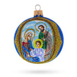 Radiant Nativity Scene Sparkling - Blown Glass Ball Christmas Ornament 3.25 Inches in Blue color, Round shape