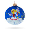 Glass Heavenly Angel in the Sky - Blown Glass Ball Christmas Ornament 3.25 Inches in Blue color Round