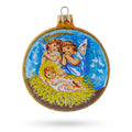Divine Angels Overlooking Baby Jesus Glass Ball Christmas Ornament 4 Inches in Multi color Round