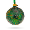 Glass Dazzling Jeweled Snowflakes on Green Blown Glass Ball Christmas Ornament 3.25 Inches in Green color Round