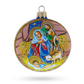 Peaceful Jesus Baby Asleep Nativity Glass Ball Christmas Ornament 3.25 Inches in Blue color Round