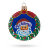 Glass Festive Santa Wreath Gifts - Blown Glass Ball Christmas Ornament 3.25 Inches in White color Round