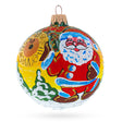 Santa Awaits New Year Holiday Glass Ball Christmas Ornament 3.25 Inches in Multi color Round