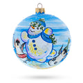 Glass Ball Christmas Ornament 4 Inches in Blue color Round