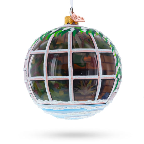 Intriguing Santa Peeking Through House Window Glass Ball Christmas Ornament 4 Inches in Multi color Round
