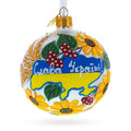 Ukrainian Map Glass Ball Christmas Ornament 3.25 Inches in Multi color Round