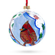 Glass Frosty Winter Cardinal - Blown Glass Ball Christmas Ornament 4 Inches in Multi color Round