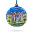 Iconic Landmark: White House, Washington DC Blown Glass Ball Christmas Ornament 4 Inches in Multi color, Round shape