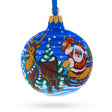 Enchanted Forest: Santa in the Woods - Blown Glass Ball Christmas Ornament 3.25 Inches in Multi color, Round shape