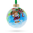 Girl with Candy Cane Glass Ball Christmas Ornament  3.25 Inches in White color Round