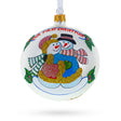 Snowman Duo Blown Glass Ball 'Our First Christmas' Ornament 4 Inches in White color Round