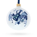 Saxophone, Guitar, Piano Glass Ball Christmas Music Ornament 4 Inches in White color Round