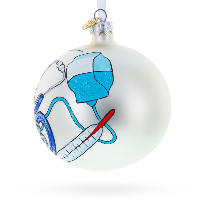 Compassionate Nurse or Doctor on Glass Ball Christmas Ornament 4 InchesUkraine , dimensions in inches: 4 x 4 x 4
