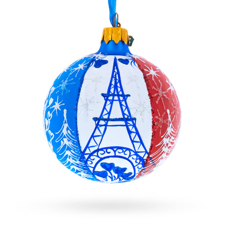 Eiffel Tower, Paris, France Glass Ball Christmas Ornament 3.25 Inches in Multi color Round