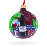 Red Wine Bottle Glass Ball Christmas Ornament 3.25 Inches in Red color Round