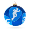 Glass Olympic Glory: Swimming, Basketball, Tennis, Gymnastics, Track Blown Glass Ball Christmas Ornament 4 Inches in Blue color Round