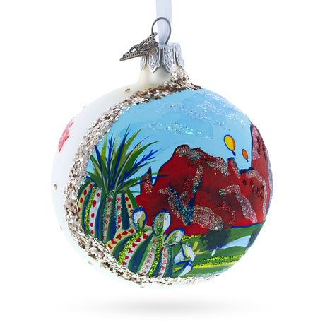 Desert Botanical Garden Phoenix, Arizona Glass Ball Christmas Ornament 3.25 InchesUkraine , dimensions in inches: 3.25 x 3.25 x 3.25