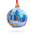 London City Modern Skyline, United Kingdom Glass Ball Christmas Ornament 3.25 Inches in Red color Round
