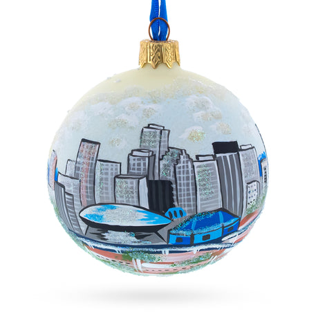 New Orleans, Louisiana Glass Ball Christmas Ornament 3.25 Inches in Blue color Round
