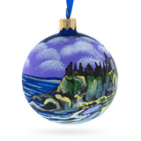 Castle in Ireland Glass Ball Christmas Ornament 3.25 Inches in Blue color Round
