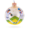 Baseball Glass Ball Christmas Ornament 3.25 Inches in Beige color Round