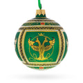 1912 Napoleonic Royal Green Glass Ball Christmas Ornament 3.25 Inches in Green color Round