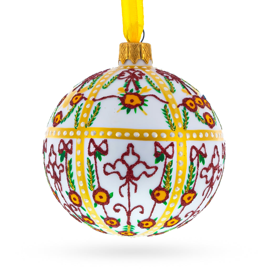 1901 Gatchina Palace Royal Glass Ball Christmas Ornament 3.25 Inches in White color Round