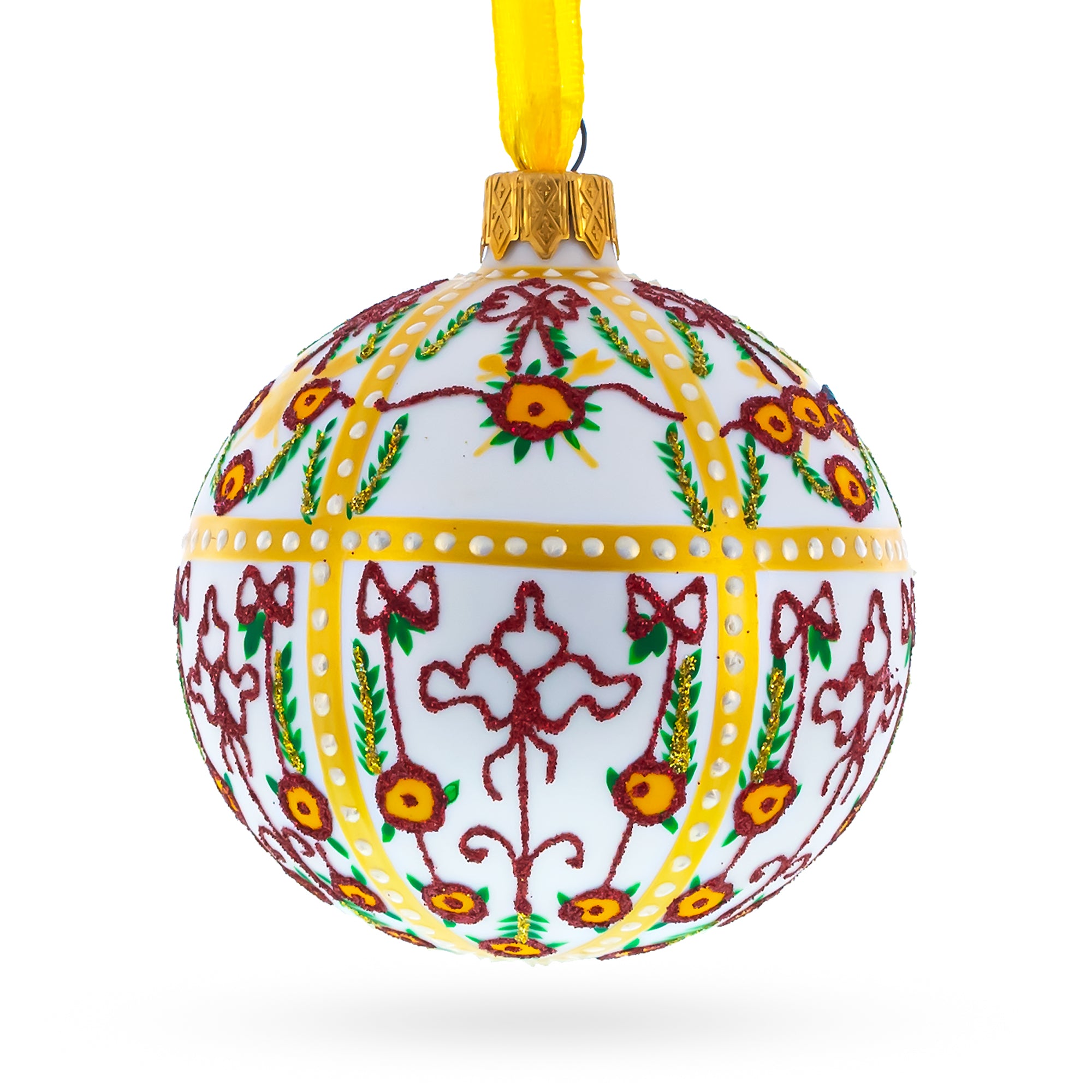 1901 Gatchina Palace Royal Glass Ball Christmas Ornament 3.25 Inches in White color Round