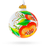 Poppy Flowers on White Glass Ball Christmas Ornament, 3.25 InchesUkraine , dimensions in inches: 3.25 x 3.25 x 3.25