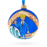 Engineer Glass Ball Christmas Ornament 3.25 Inches in Blue color Round