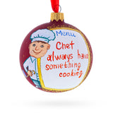 Culinary Artist Chief Handcrafted Glass Ball Christmas Ornament 3.25 Inches in Red color Round