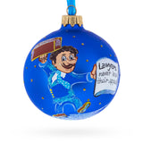Lawyer with Briefcase Glass Ball Christmas Ornament 3.25 Inches in Blue color Round