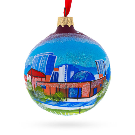 San Jose, California Glass Ball Christmas Ornament 3.25 Inches in Blue color Round