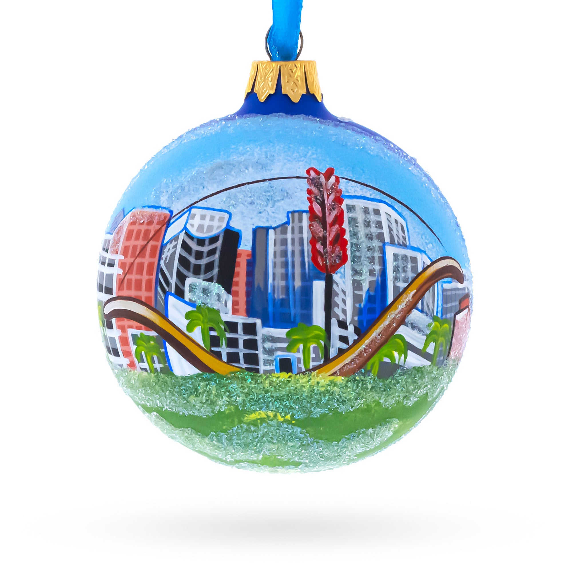 San Francisco, California Glass Ball Christmas Ornament 3.25 Inches in Blue color Round