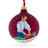 Caring Physical Therapist - Blown Glass Ball Christmas Ornament 3.25 Inches in Red color, Round shape